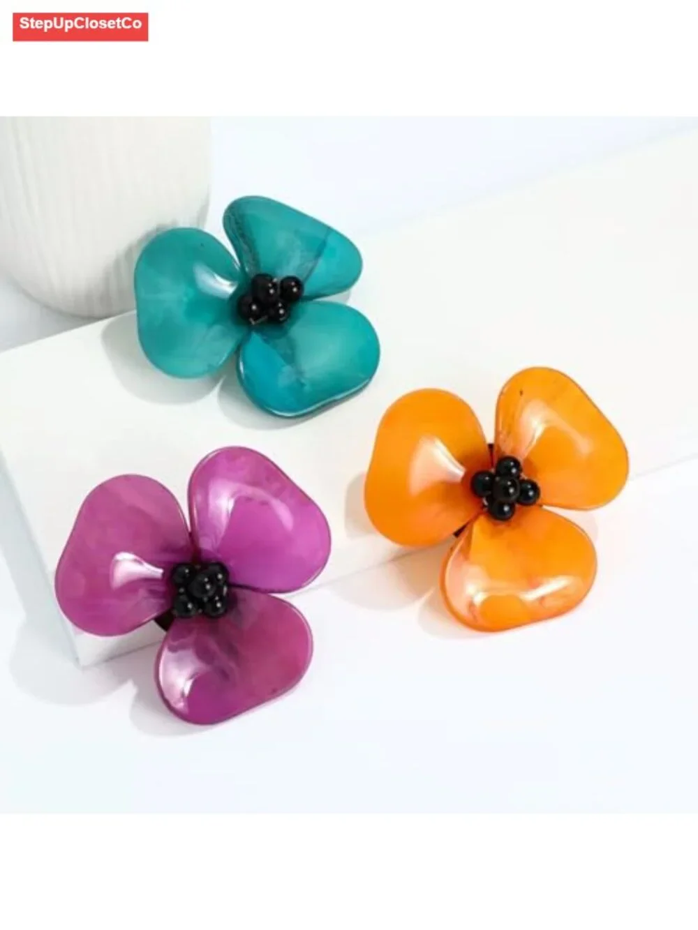 Large Flower Brooch Acrylic Acetate Statement Pin for Blazer Dress Scarf